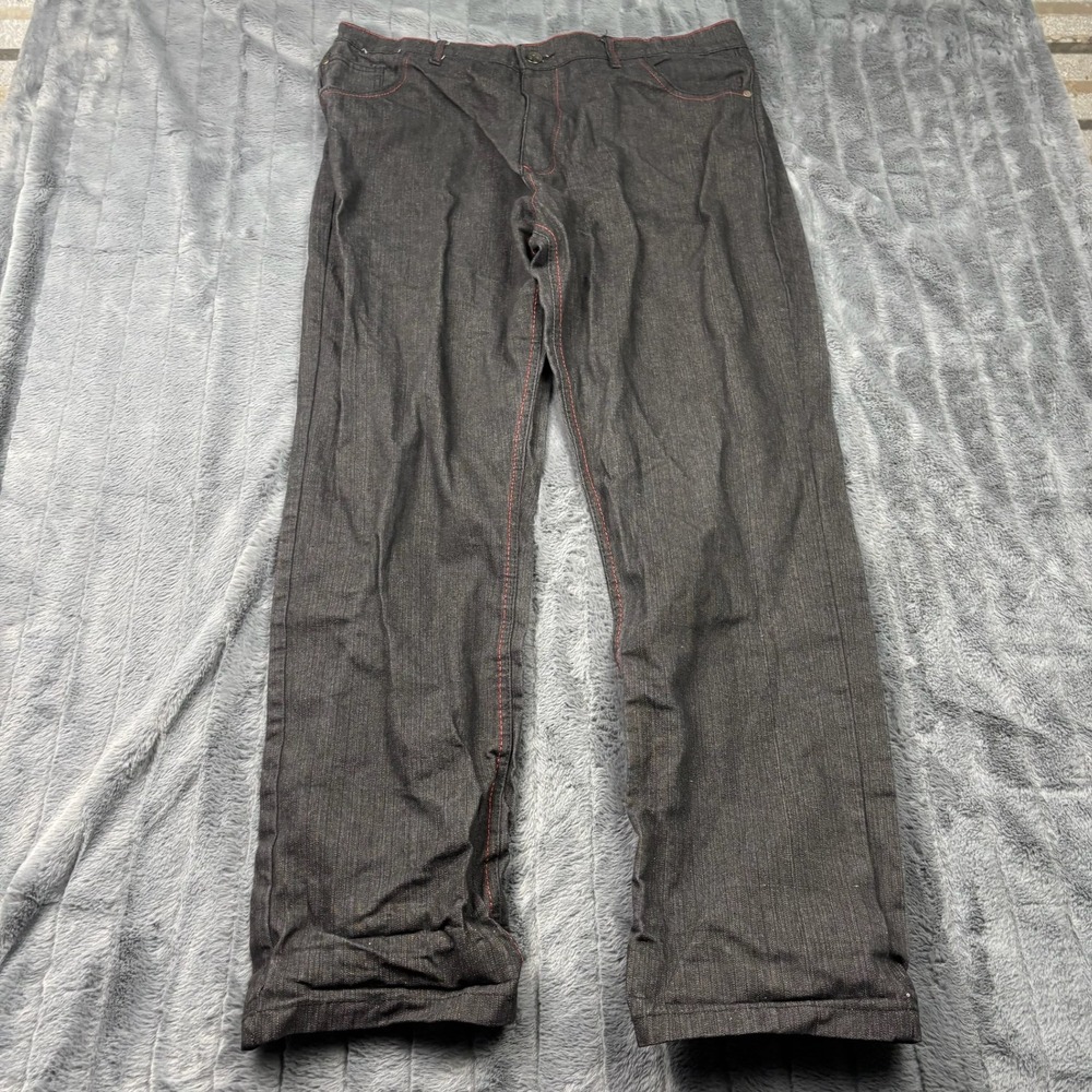 Chams Mens Dark Wash Denim Jeans Red Contrast Stitching Straight Leg Size 38